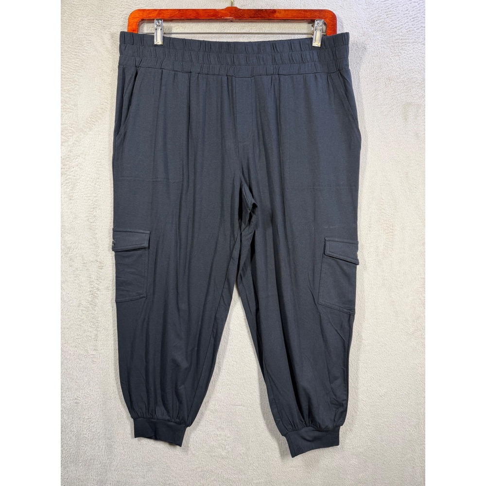 AnyBody Cargo Jogger Women LP Black Lounge Soft Lightweight Knit Pants